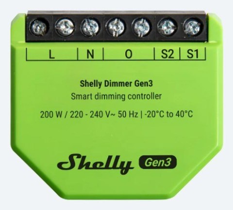 Ściemniacz oświetlenia LED z WiFi Shelly Dimmer Gen3 Ściemniacz oświetlenia LED z WiFi Shelly Dimmer Gen3