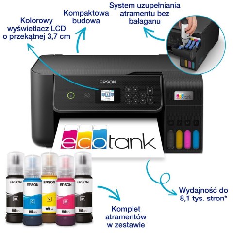 Urz. wielofunkcyjne Epson EcoTank L3280 WiFi CZARNY