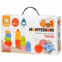 Tullo Klocki sensoryczne, piramida, piłki - zestaw edukacyjny Montessori 18 szt.
