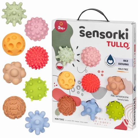 Tullo Piłeczki sensoryczne Sensorki 8 szt. Bez dziurki. Pastelowe Tullo Piłeczki sensoryczne Sensorki 8 szt. Bez dziurki. Pastelowe