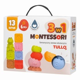 Tullo Klocki sensoryczne, piramida sensoryczna - zestaw edukacyjny Montessori 13 szt.