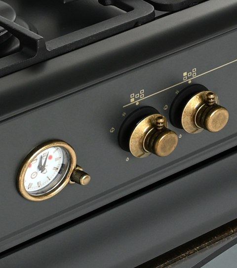Kuchnia gazowo elektryczna Ravanson Retro KWGE-90AR (czarny)