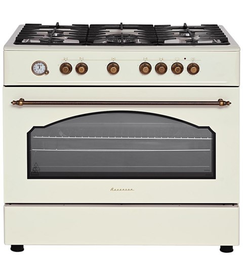 Kuchnia gazowo elektryczna Ravanson Retro KWGE-90ARC (kremowy)