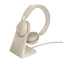 Słuchawki nauszne bezprzewodowe Jabra Evolve2 65 MS Stereo Link380c, beige + stand