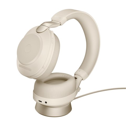 Słuchawki nauszne bezprzewodowe Jabra Evolve2 85 UC Stereo Link380c, beige + stand