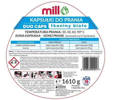 MILL PRO Kapsułki 2k do prania White 70szt