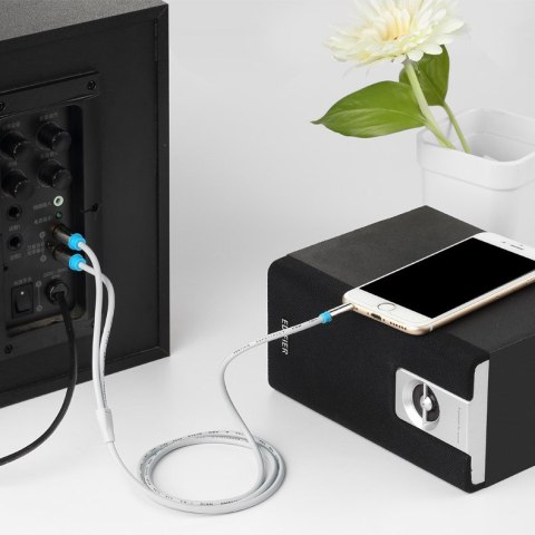 Kabel audio 3,5 mm męski na 2RCA męski 1 m czarny