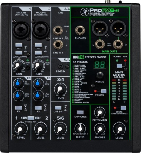Mackie ProFX6v3 - Mikser analogowy z interfejsem USB