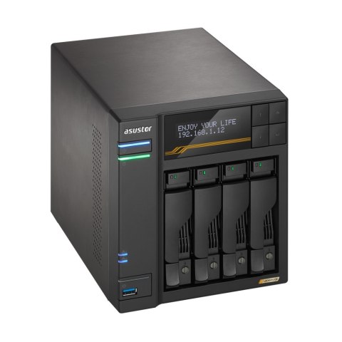 NAS Asustor AS6804T; Tower; 4x (3.5" SATA HDD/ 2.5" SSD); AMD Ryzen Embedded V3C14; 16G ECC DDR5 SODIMM (max. 64GB), 2x 10GbE, 2