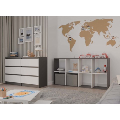 REGAŁ MALAX 2X4 ANTRACYT/BIEL