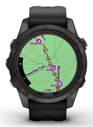 Zegarek Garmin Fenix 7S Pro 42mm Sapphire Solar szary tytanowy DLC z czarnym paskiem