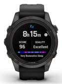 Zegarek Garmin Fenix 7S Pro 42mm Sapphire Solar szary tytanowy DLC z czarnym paskiem