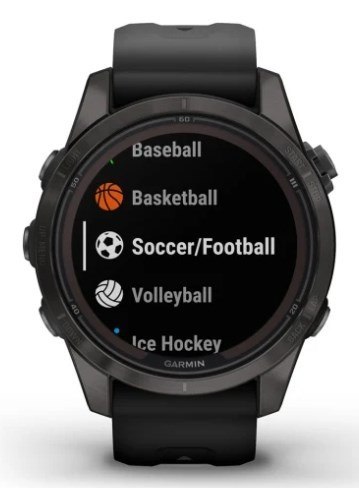 Zegarek Garmin Fenix 7S Pro 42mm Sapphire Solar szary tytanowy DLC z czarnym paskiem