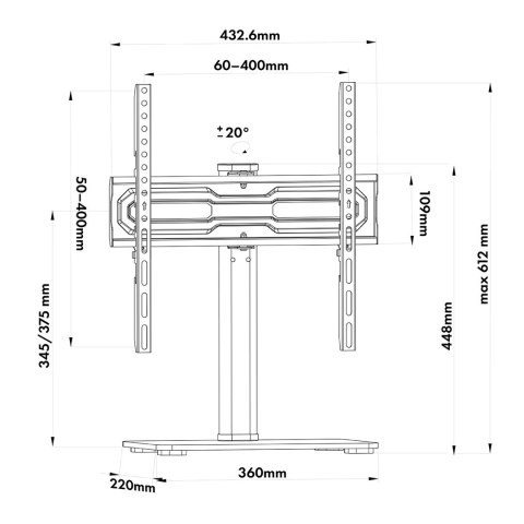 MACLEAN UNIWERSALNY STOJAK DO TV NA SZAFKĘ, , PODSTAWKA, MAX. 35 KG, OBRÓT 20 STOPNI, DLA TV 32-55" MC-132