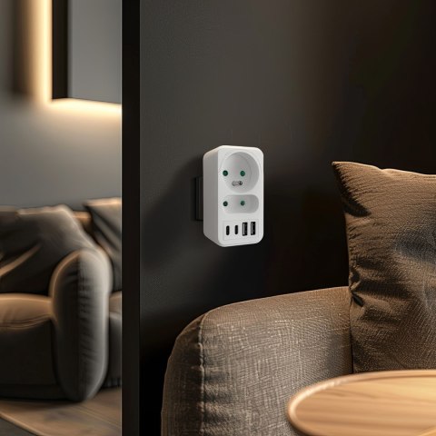 MACLEAN GNIAZDKO PRĄDOWE X2 + 4XUSB MCE249 F/W