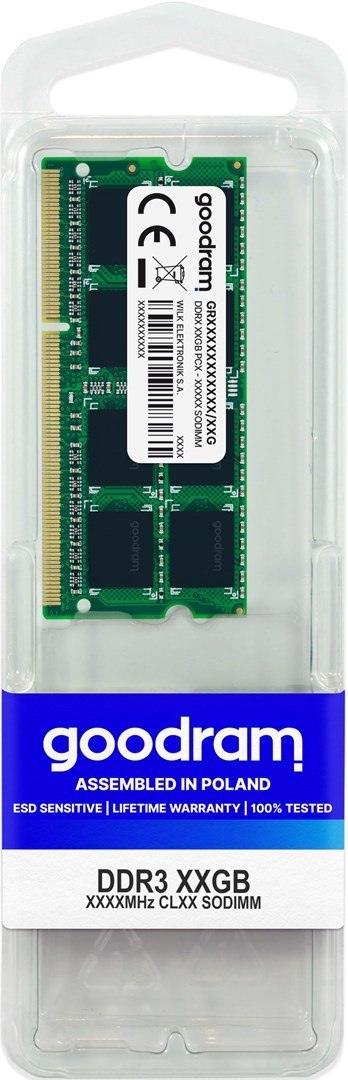 Pamięć GoodRam GR1333S364L9S/4G (DDR3 SO-DIMM; 1 x 4 GB; 1333 MHz; CL9) (WYPRZEDAŻ)