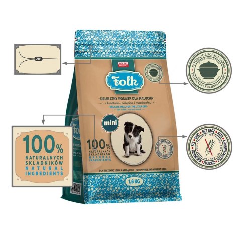 FOLK Delikatny posiłek dla malucha z królikiem, cielęciną i marchewką Mini 1.6kg