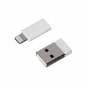 Activejet smycz z przewodem do ładowania 3w1 biała. Końcówki z różnymi złączami: USB-C, Adapter Lightning, USB-A.