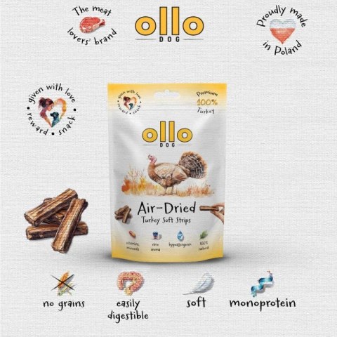 Ollo suszone paski przysmak z indyka dla psa 80g