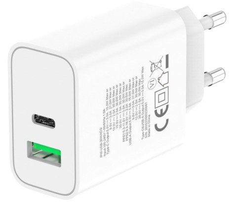 TECHLY ŁADOWARKA SIECIOWA GAN USB-C 30W PD I USB-A