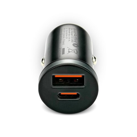 EVERACTIVE ŁADOWARKA SAMOCHODOWA 1X USB + 1X USB-C 35W QC 3.0 PD CZARNA CC-30Q