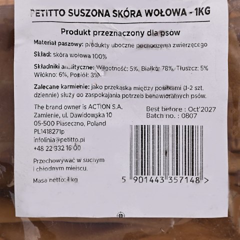 PETITTO Suszona skóra wołowa -1kg